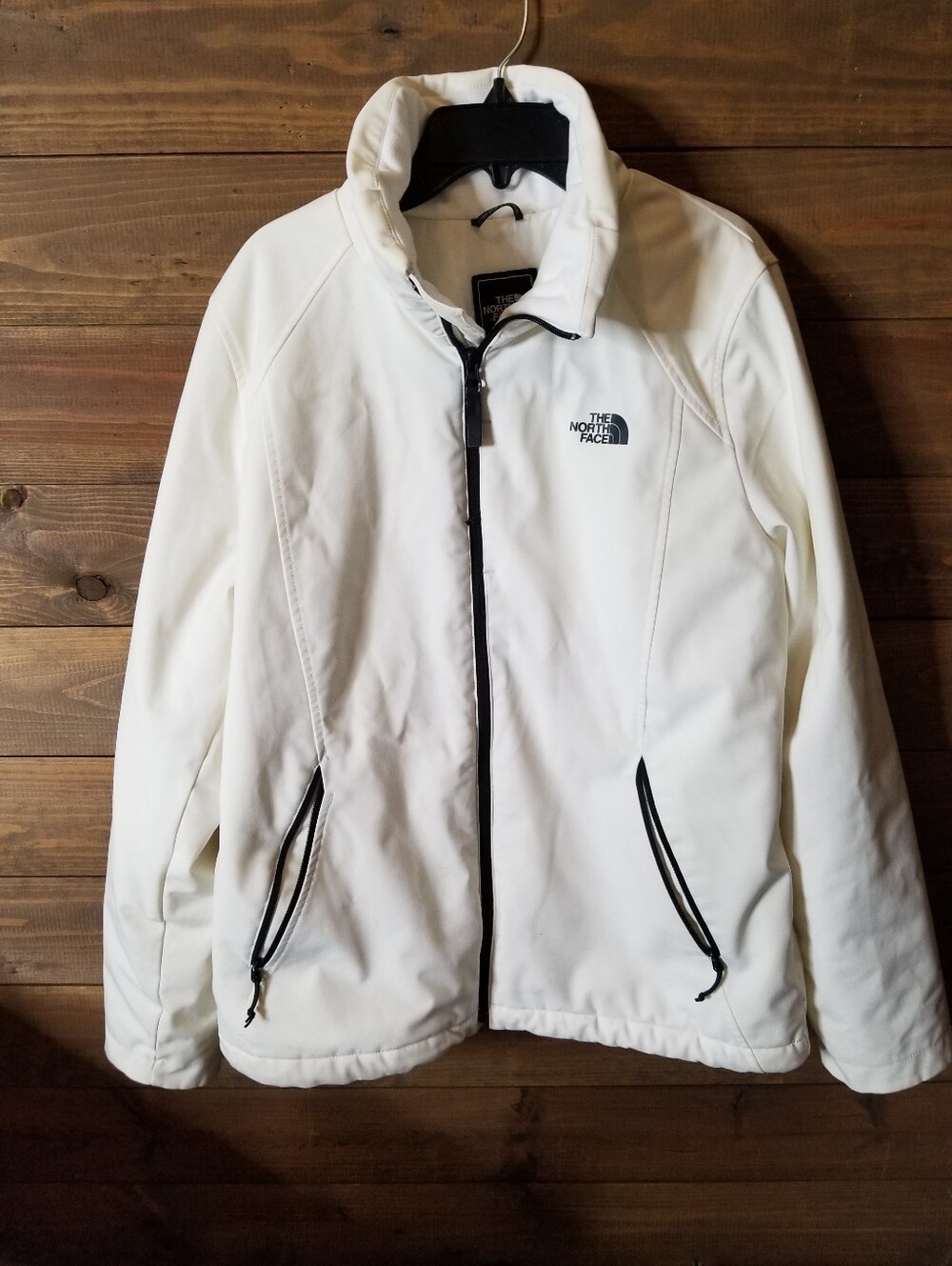 The North Face Windwall Jacket Womens Lg White Black Trim Insulated Full Zip